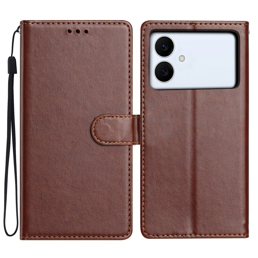 For-Samsung-Galaxy-S26-Edge-Leather-Case-Wallet-Stand-Phone-Cover-with-Handy-Strap-Brown