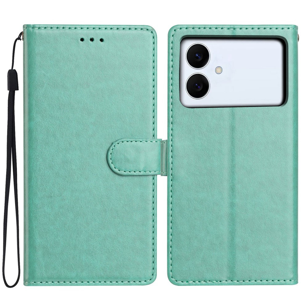 For-Samsung-Galaxy-S26-Edge-Leather-Case-Wallet-Stand-Phone-Cover-with-Handy-Strap-Green