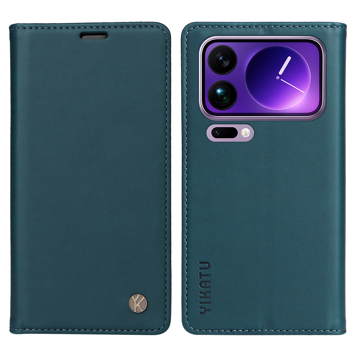 For Xiaomi 17 Pro Max Phone Cases YIKATU Magnetic Closure PU Leather Mobile Cover - Green