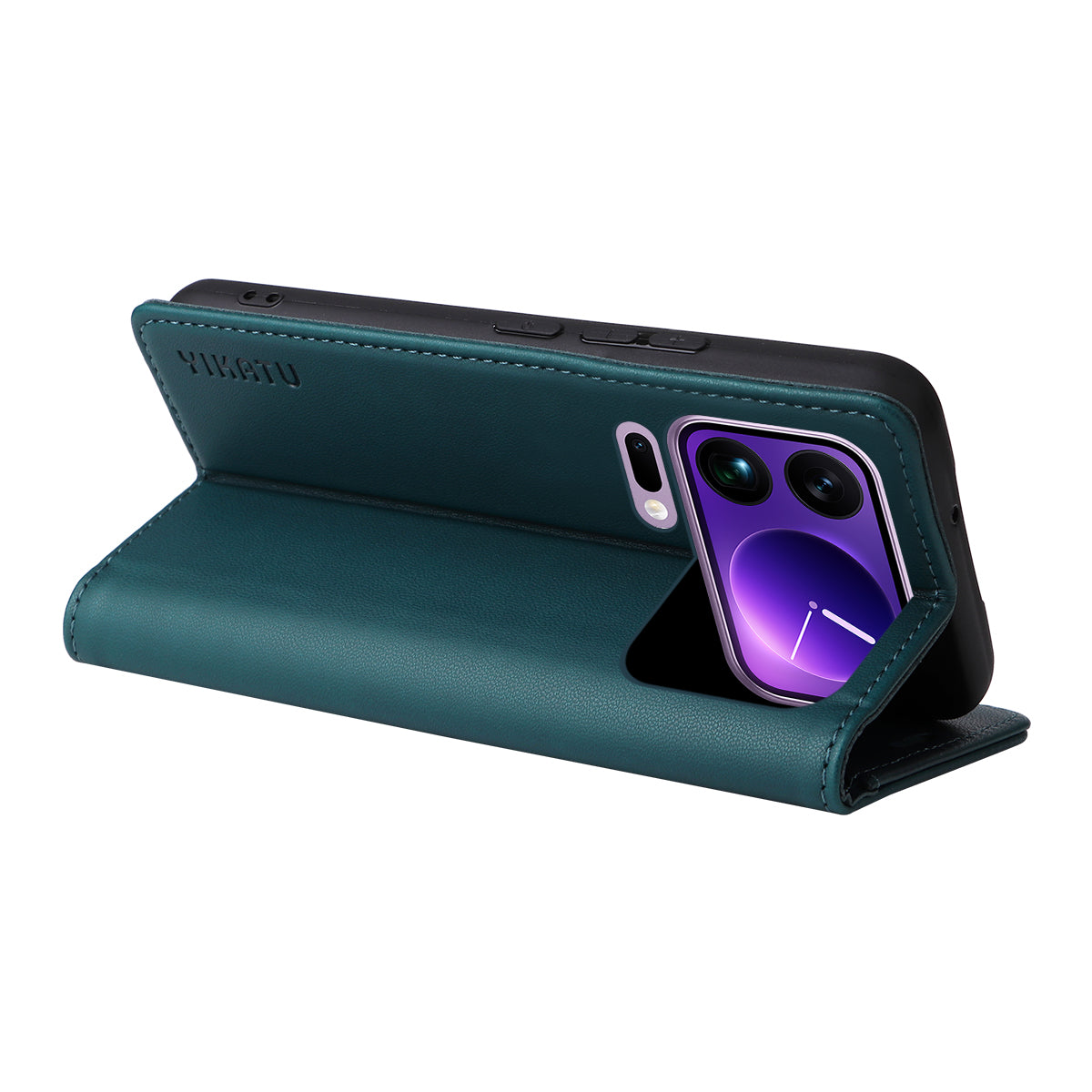 For Xiaomi 17 Pro Max Phone Cases YIKATU Magnetic Closure PU Leather Mobile Cover - Green