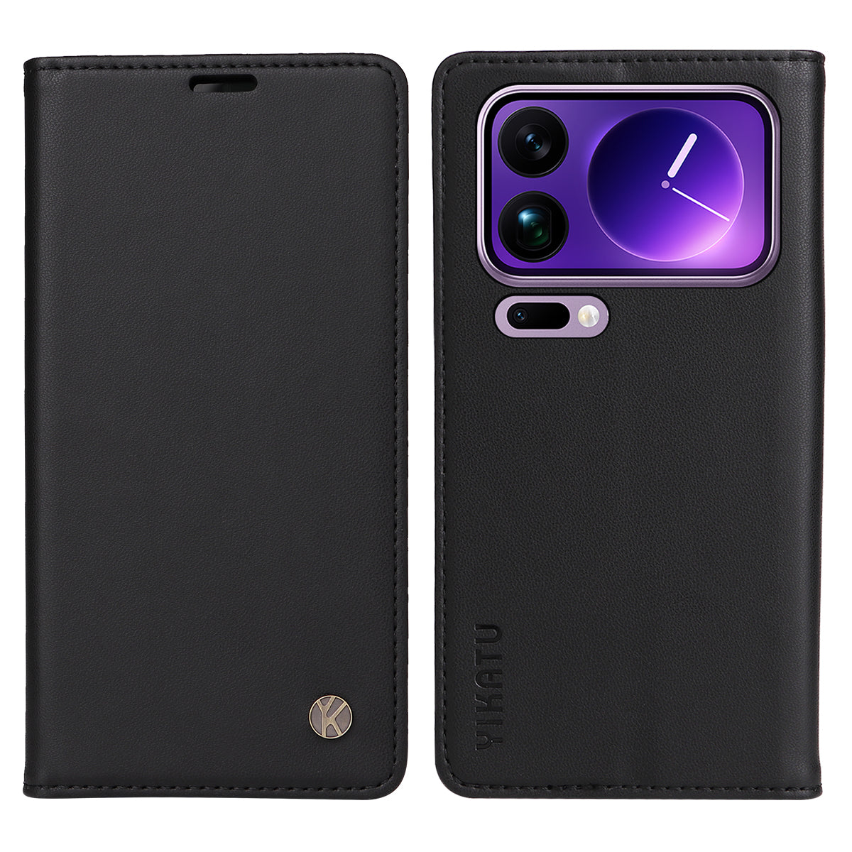 For Xiaomi 17 Pro Max Phone Cases YIKATU Magnetic Closure PU Leather Mobile Cover - Black