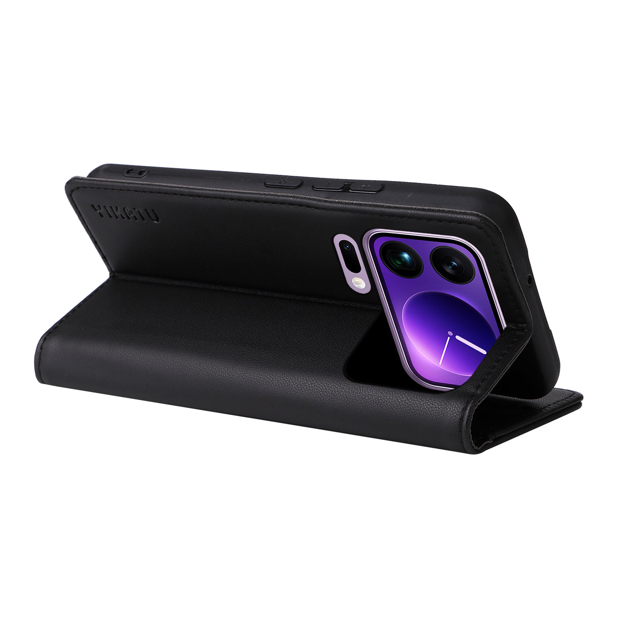 For Xiaomi 17 Pro Max Phone Cases YIKATU Magnetic Closure PU Leather Mobile Cover - Black
