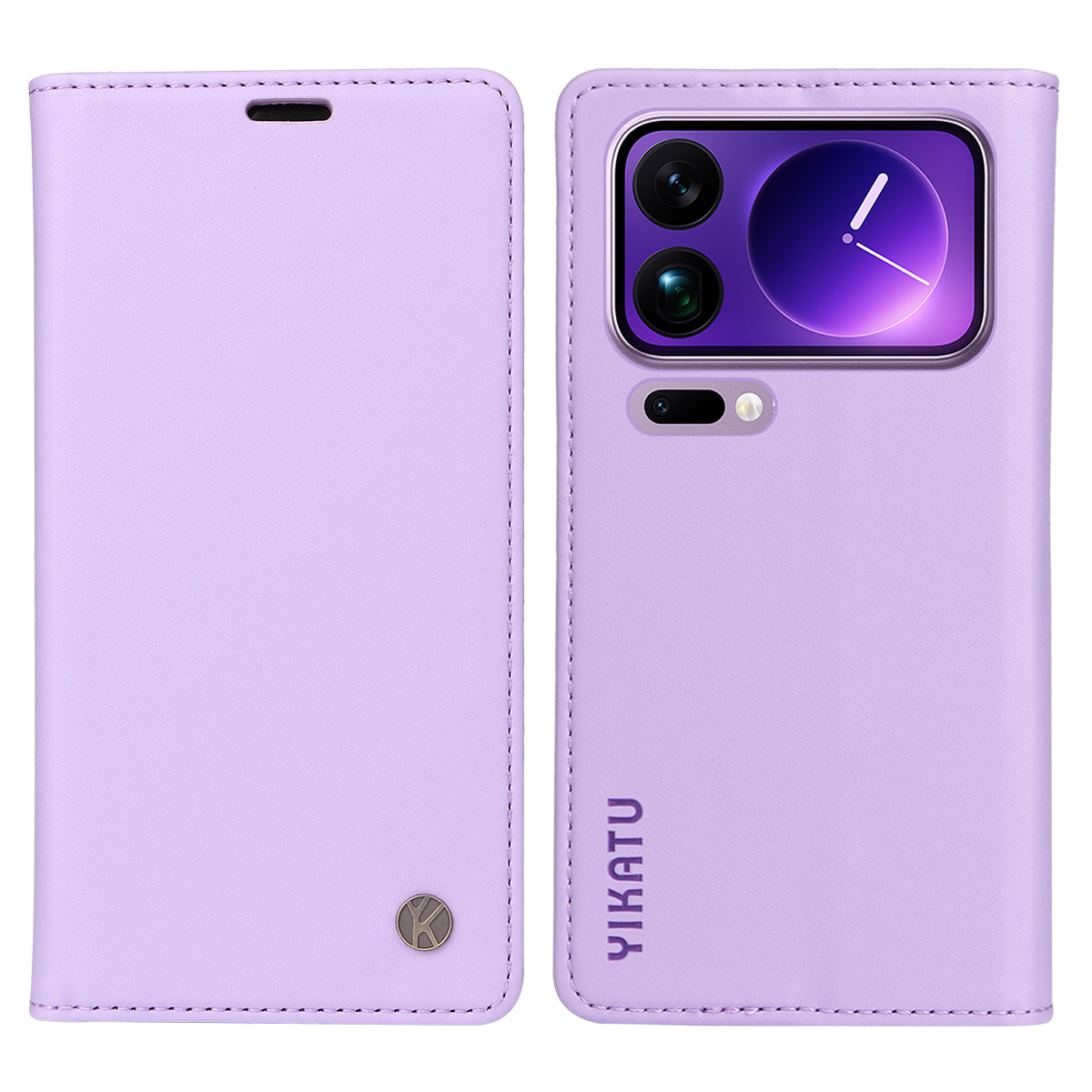 For Xiaomi 17 Pro Max Phone Cases YIKATU Magnetic Closure PU Leather Mobile Cover -  Light Purple