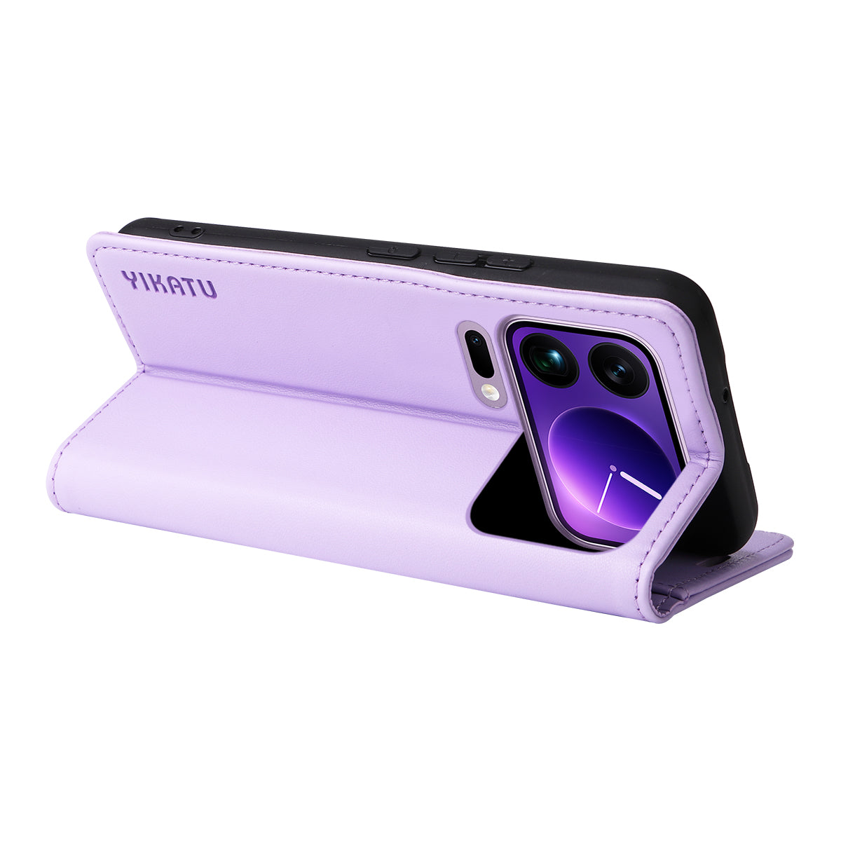 For Xiaomi 17 Pro Max Phone Cases YIKATU Magnetic Closure PU Leather Mobile Cover -  Light Purple