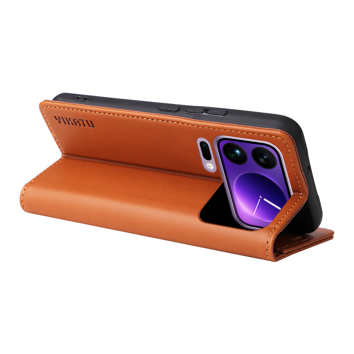 For Xiaomi 17 Pro Max Phone Cases YIKATU Magnetic Closure PU Leather Mobile Cover - Brown