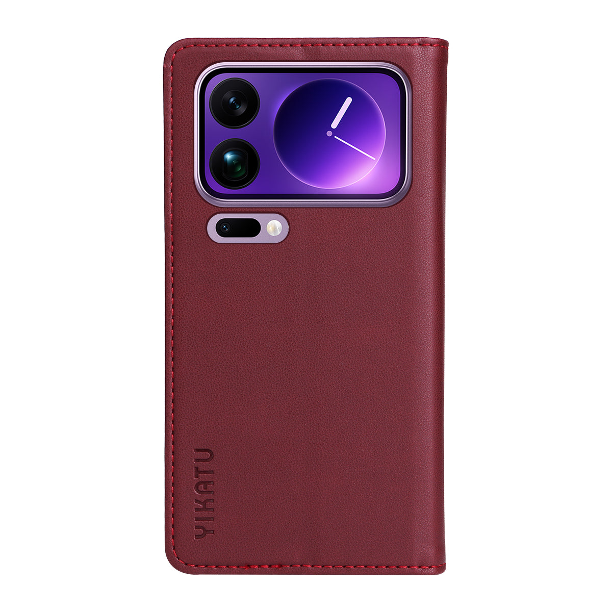 For Xiaomi 17 Pro Max Phone Cases YIKATU Magnetic Closure PU Leather Mobile Cover - Wine Red