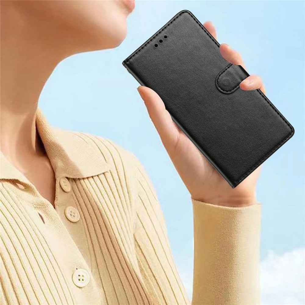 For Xiaomi 17 Pro Leather Case Wallet Stand Phone Cover with Handy Strap - Black