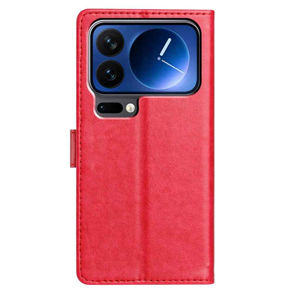 For Xiaomi 17 Pro Leather Case Wallet Stand Phone Cover with Handy Strap - Rose