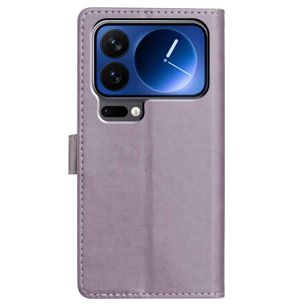 For Xiaomi 17 Pro Leather Case Wallet Stand Phone Cover with Handy Strap - Purple
