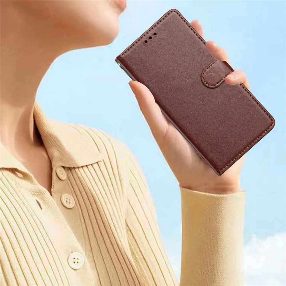 For Xiaomi 17 Pro Leather Case Wallet Stand Phone Cover with Handy Strap - Brown