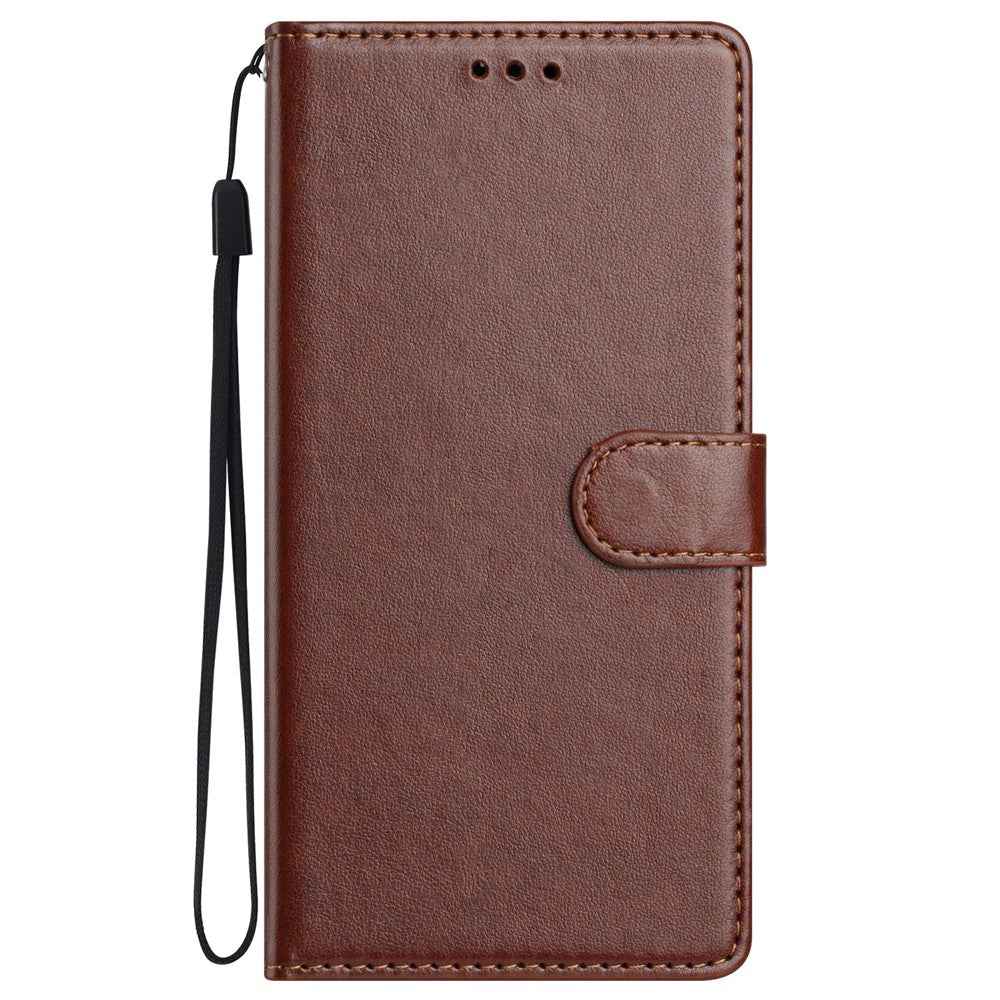 For Xiaomi 17 Pro Leather Case Wallet Stand Phone Cover with Handy Strap - Brown