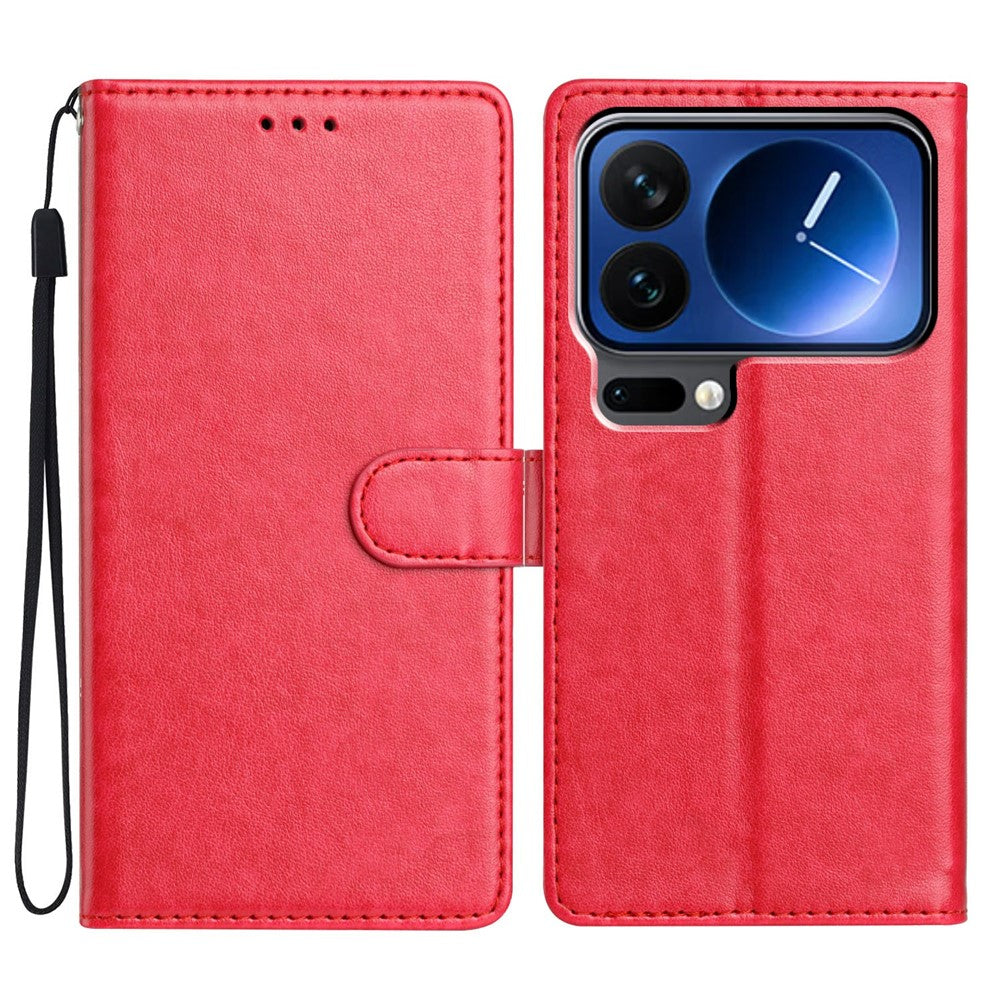 For Xiaomi 17 Pro Max Leather Case Wallet Stand Phone Cover with Handy Strap - Rose