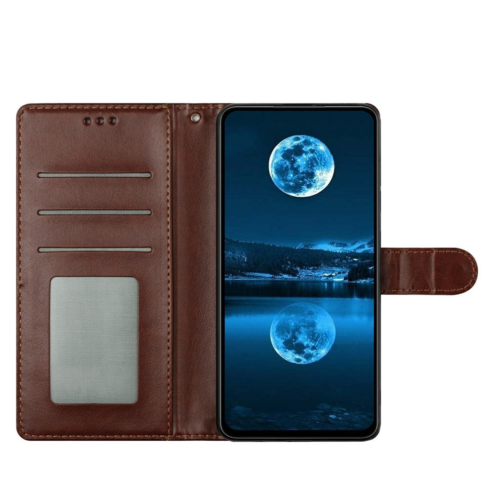 For Xiaomi 17 Pro Max Leather Case Wallet Stand Phone Cover with Handy Strap - Brown