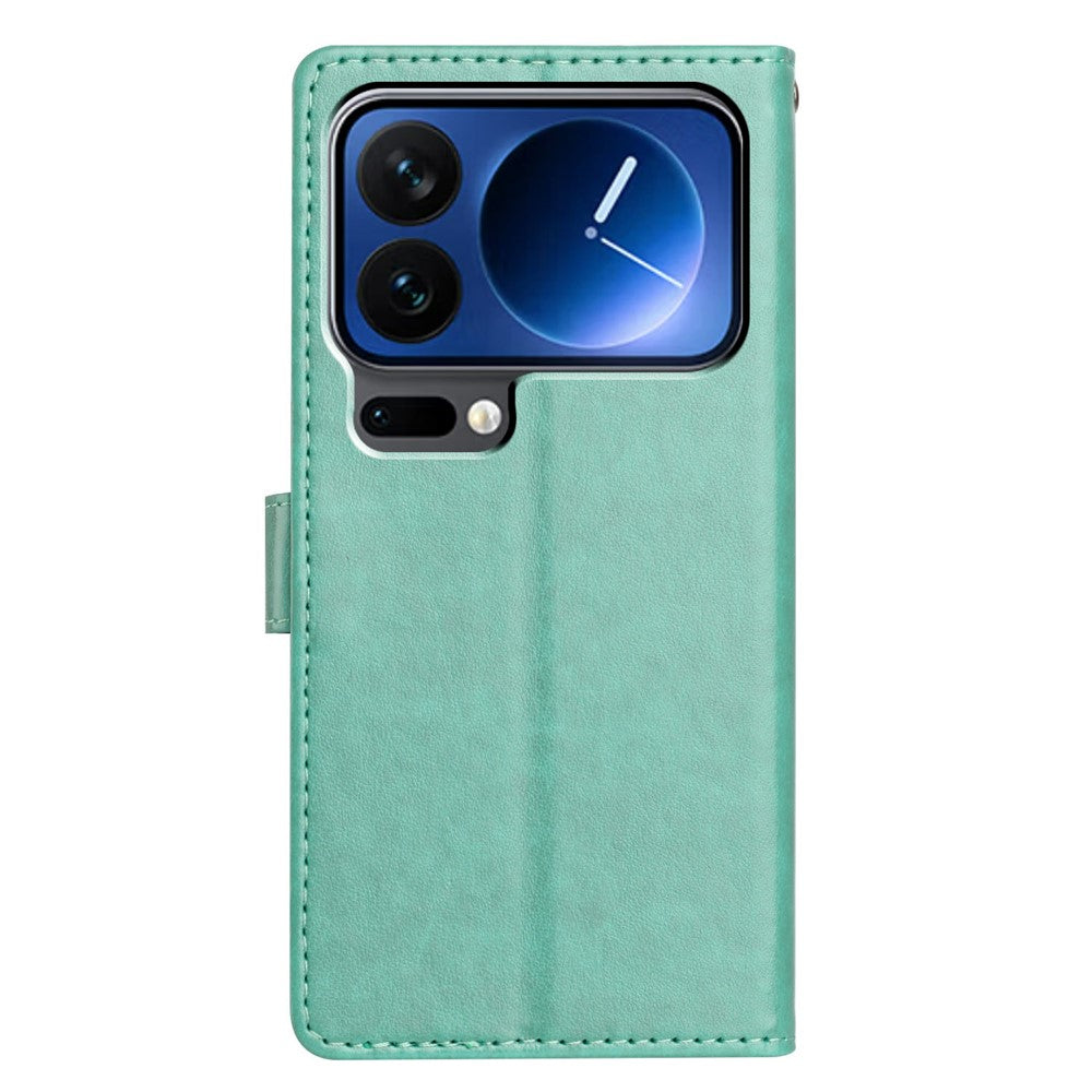 For Xiaomi 17 Pro Max Leather Case Wallet Stand Phone Cover with Handy Strap - Green