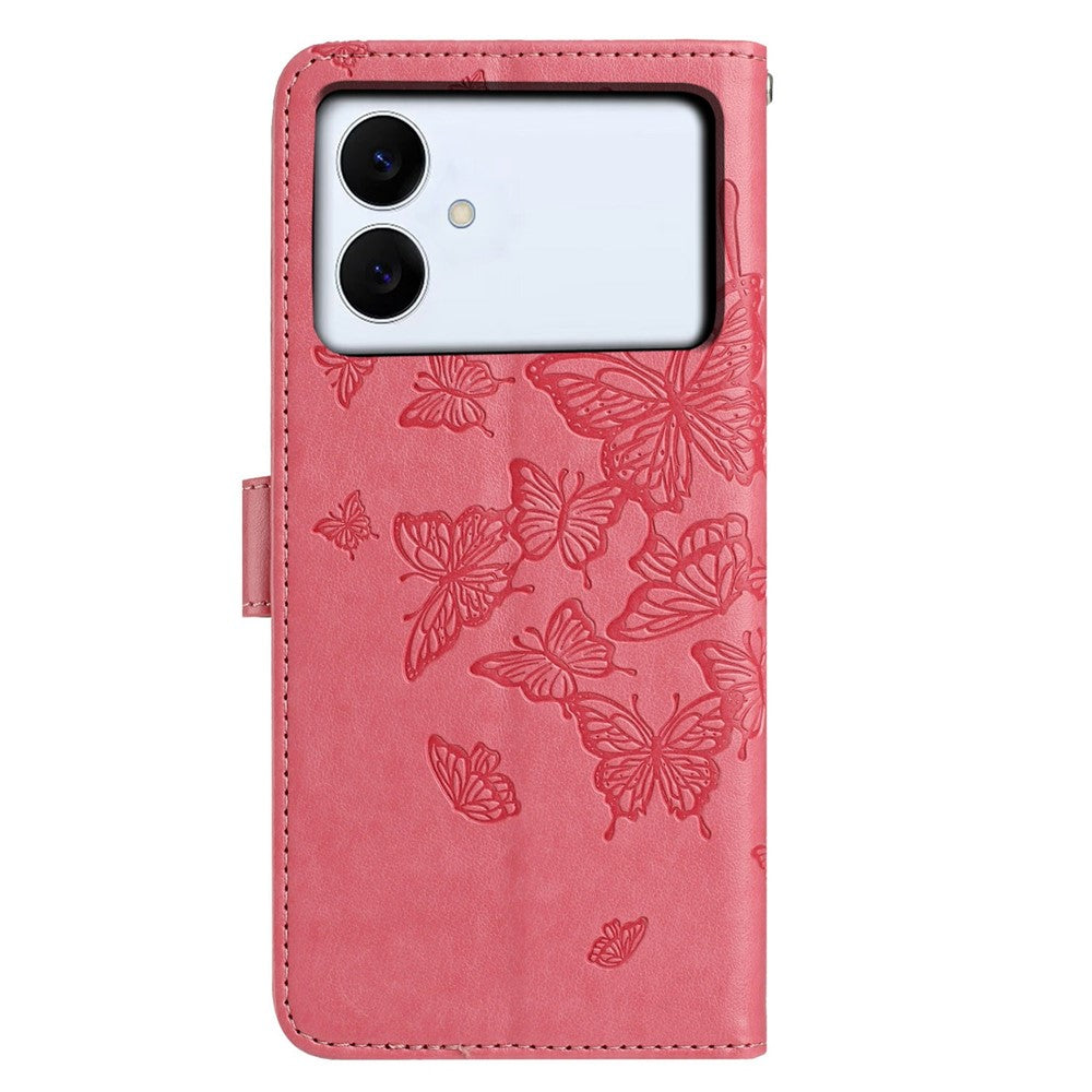 For-Samsung-Galaxy-S26-Edge-Case-Butterfly-Imprinted-Wallet-Stand-PU-Leather-Flip-Phone-Cover-with-Strap-Rose