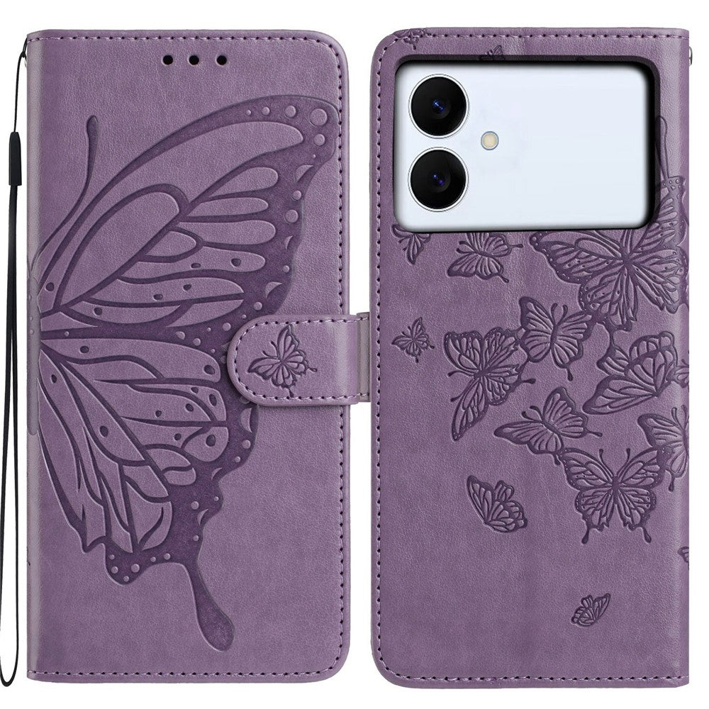 For-Samsung-Galaxy-S26-Edge-Case-Butterfly-Imprinted-Wallet-Stand-PU-Leather-Flip-Phone-Cover-with-Strap-Purple