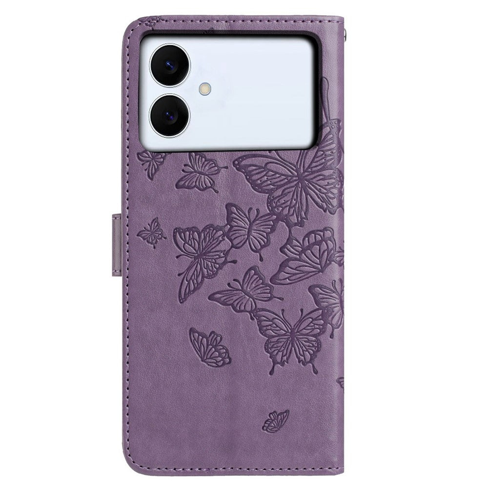 For-Samsung-Galaxy-S26-Edge-Case-Butterfly-Imprinted-Wallet-Stand-PU-Leather-Flip-Phone-Cover-with-Strap-Purple