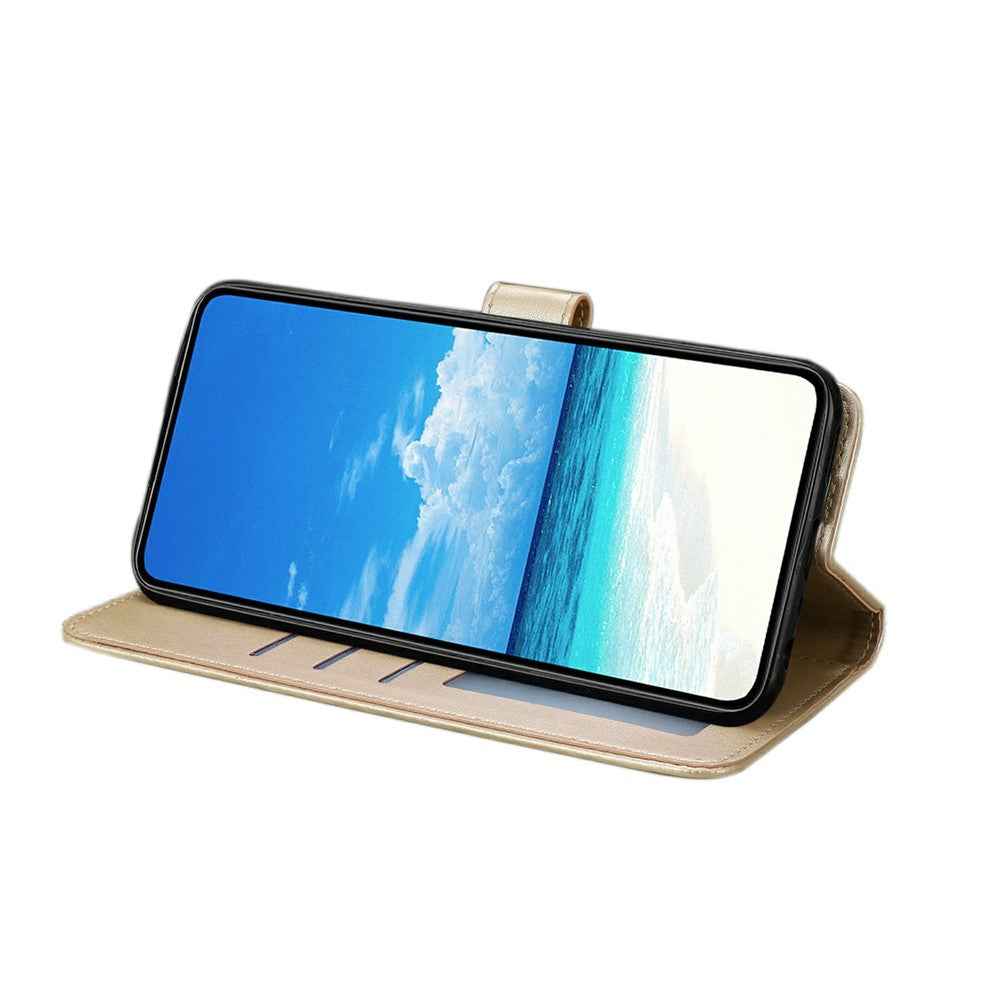 For Xiaomi 17 Pro Case Butterfly Imprinted Wallet Stand PU Leather Flip Phone Cover with Strap - Gold