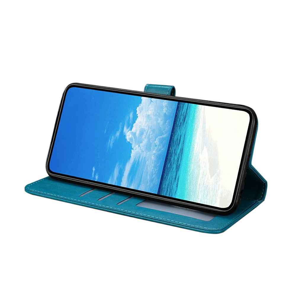 For Xiaomi 17 Pro Case Butterfly Imprinted Wallet Stand PU Leather Flip Phone Cover with Strap - Blue