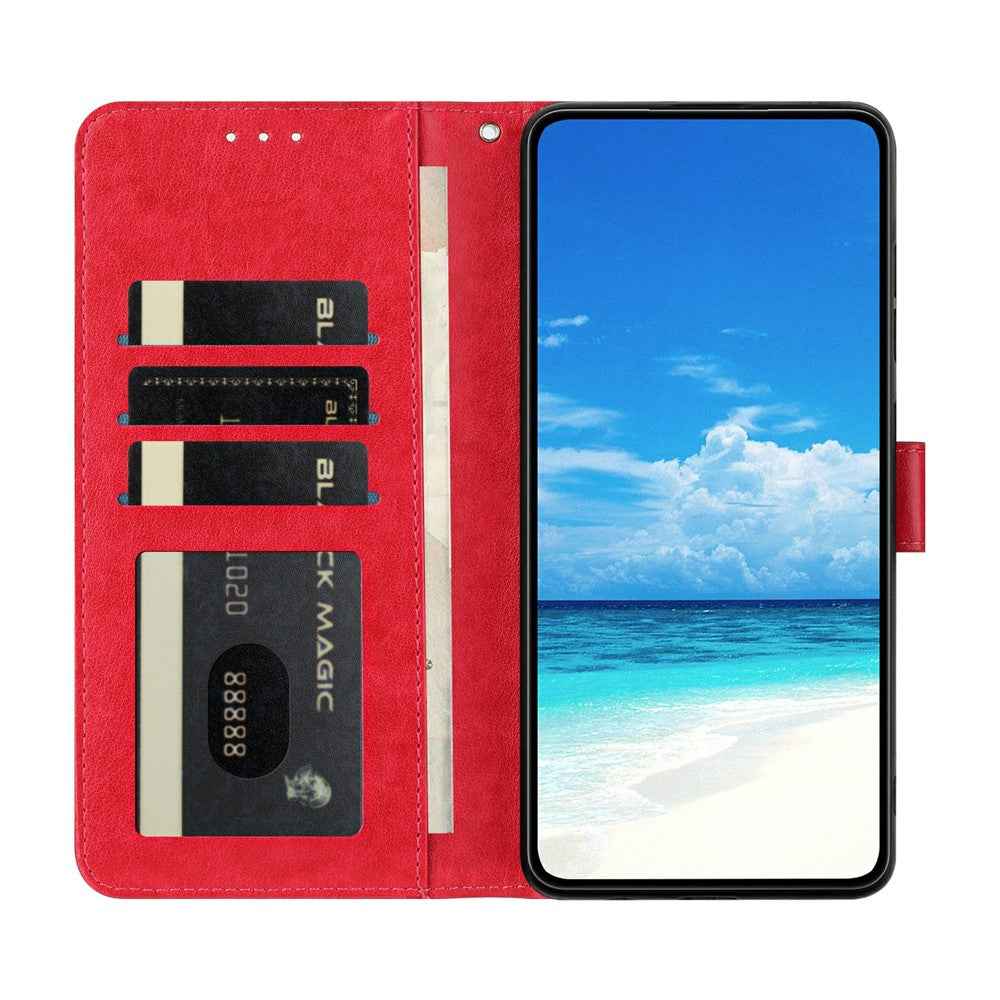 For Xiaomi 17 Pro Case Butterfly Imprinted Wallet Stand PU Leather Flip Phone Cover with Strap - Red