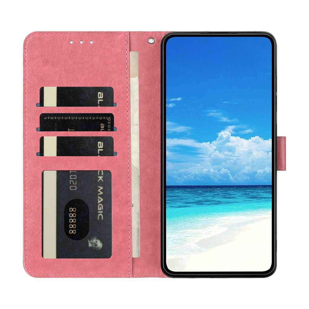 For Xiaomi 17 Pro Case Butterfly Imprinted Wallet Stand PU Leather Flip Phone Cover with Strap - Rose