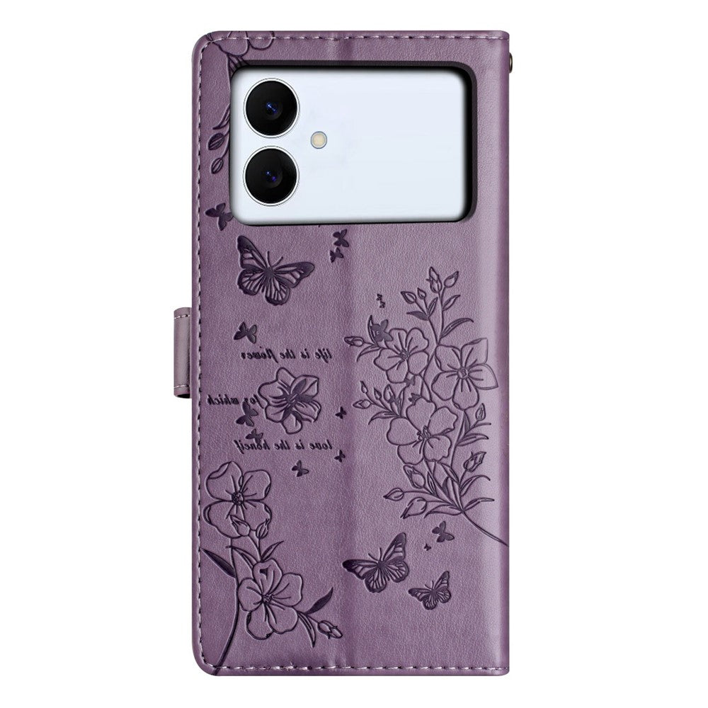 For-Samsung-Galaxy-S26-Edge-Wallet-Phone-Case-Butterfly-Floral-Imprint-Leather-Flip-Cover-with-Strap-Purple