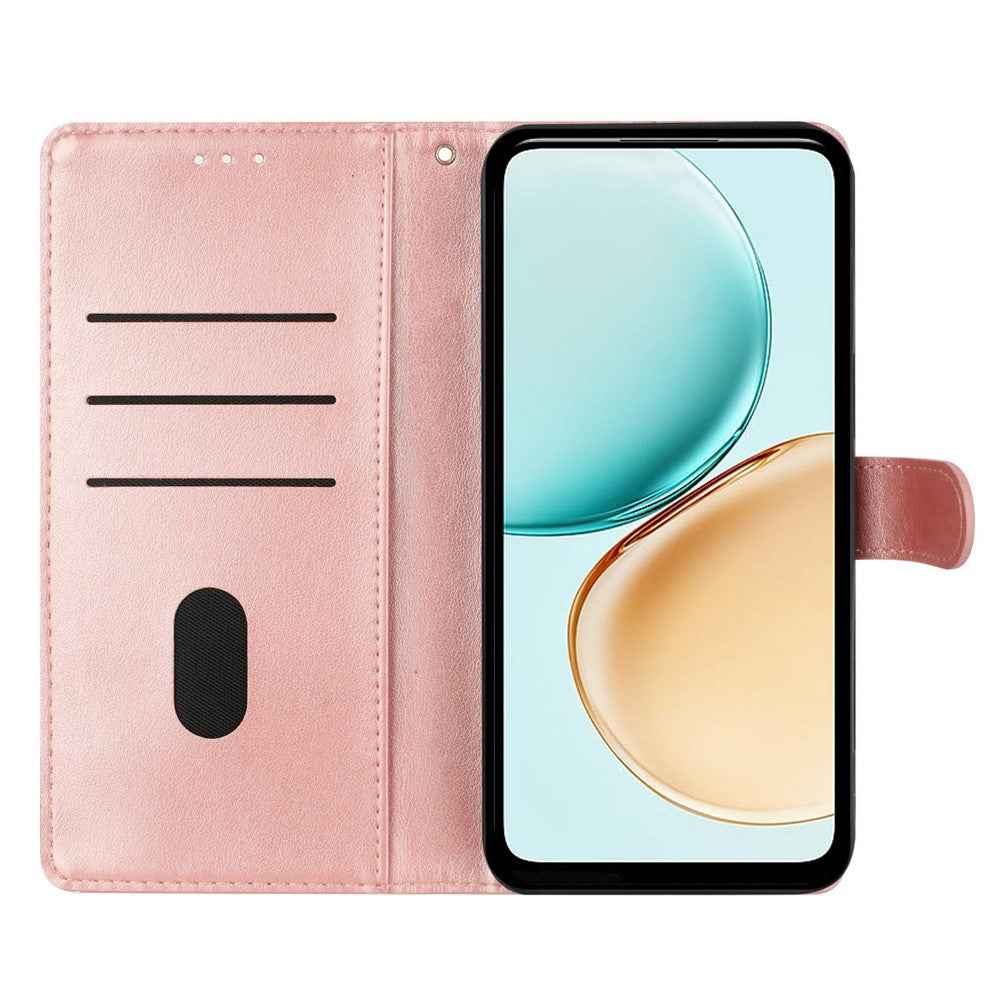 For Xiaomi 17 Pro Wallet Phone Case Butterfly Floral Imprint Leather Flip Cover with Strap - Rose Gold