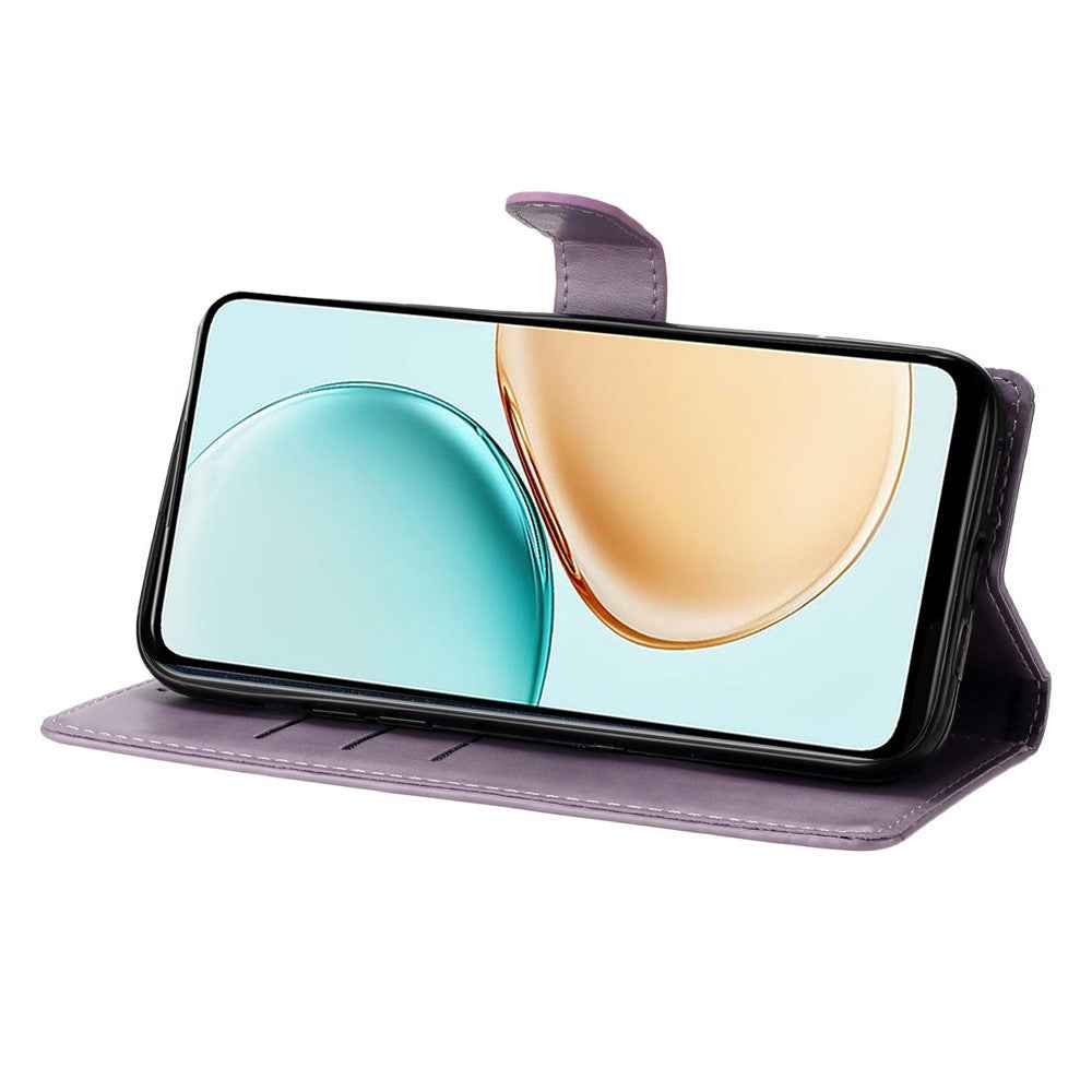 For Xiaomi 17 Pro Wallet Phone Case Butterfly Floral Imprint Leather Flip Cover with Strap - Purple