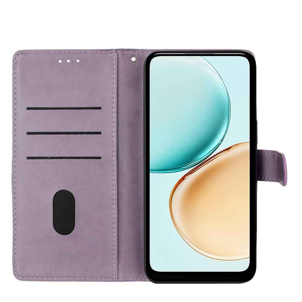 For Xiaomi 17 Pro Wallet Phone Case Butterfly Floral Imprint Leather Flip Cover with Strap - Purple