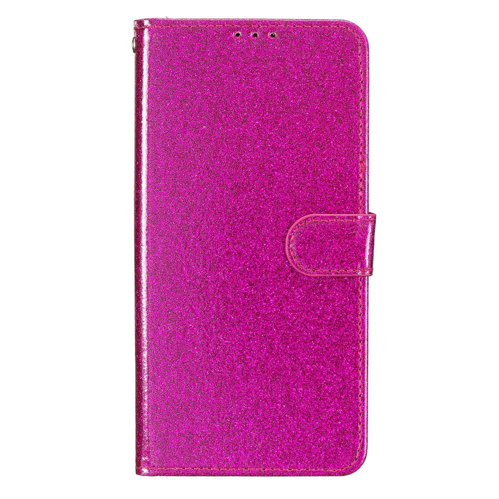 For-Samsung-Galaxy-S26-Edge-Wallet-Case-Glitter-Anti-Scratch-Leather-Stand-Phone-Cover-with-Strap-Rose