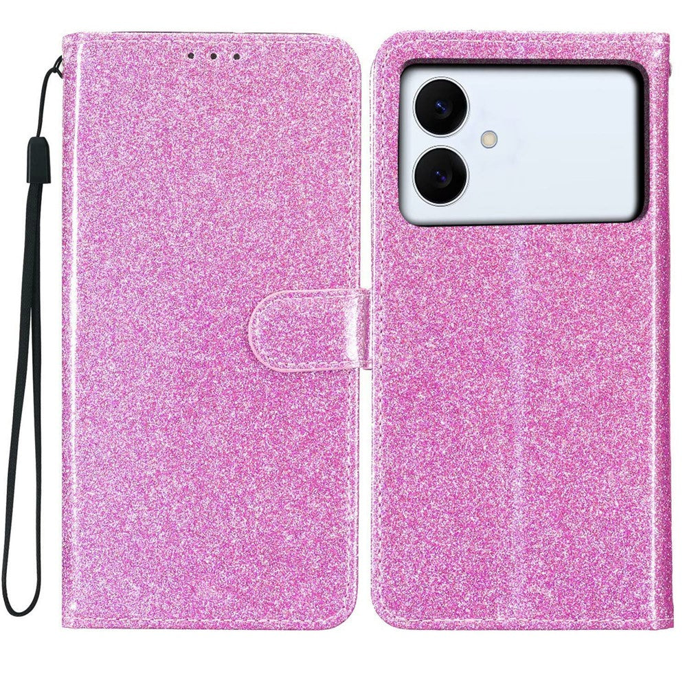 For-Samsung-Galaxy-S26-Edge-Wallet-Case-Glitter-Anti-Scratch-Leather-Stand-Phone-Cover-with-Strap-Light-Purple