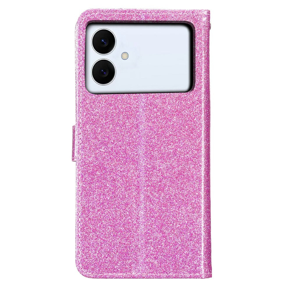 For-Samsung-Galaxy-S26-Edge-Wallet-Case-Glitter-Anti-Scratch-Leather-Stand-Phone-Cover-with-Strap-Light-Purple