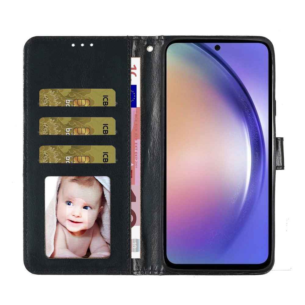 For Xiaomi 17 Pro Wallet Case Glitter Anti-Scratch Leather Stand Phone Cover with Strap - Black