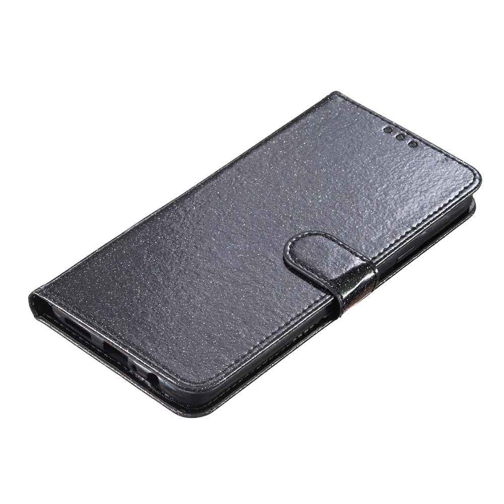 For Xiaomi 17 Pro Wallet Case Glitter Anti-Scratch Leather Stand Phone Cover with Strap - Black