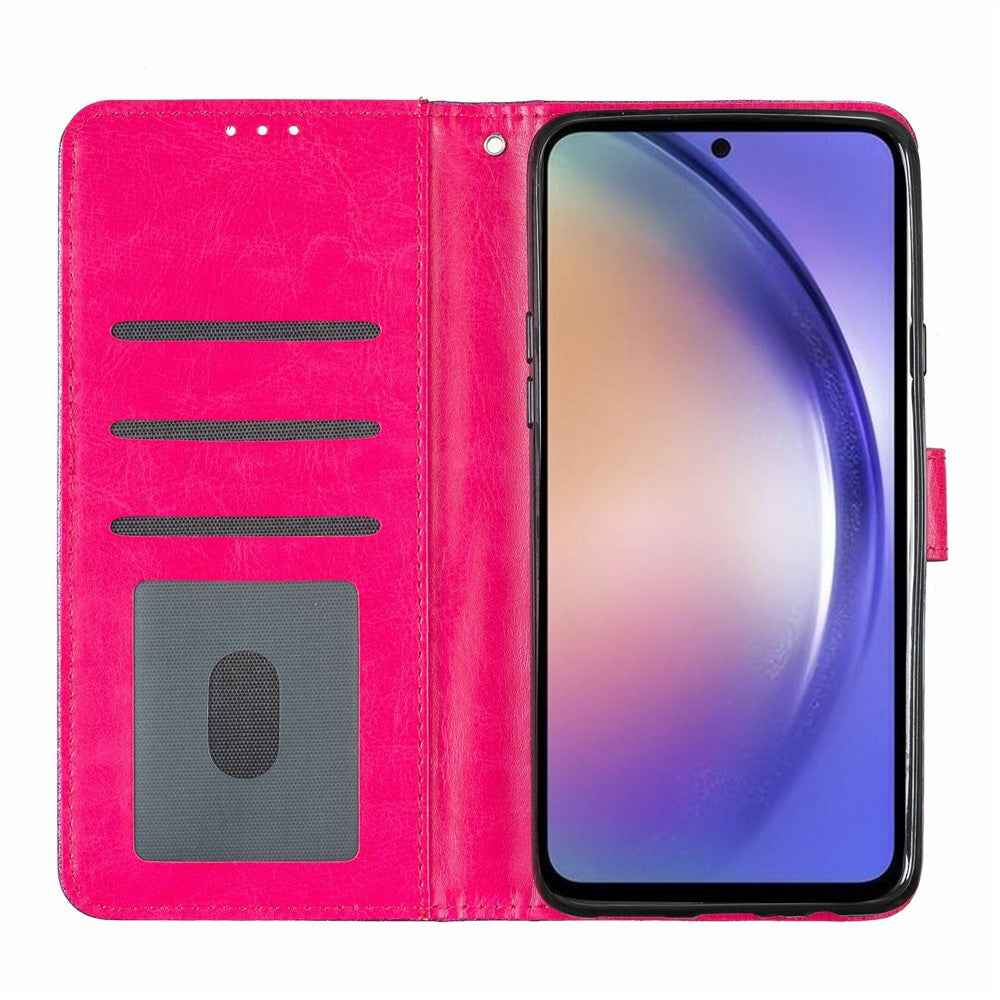 For Xiaomi 17 Pro Wallet Case Glitter Anti-Scratch Leather Stand Phone Cover with Strap - Rose