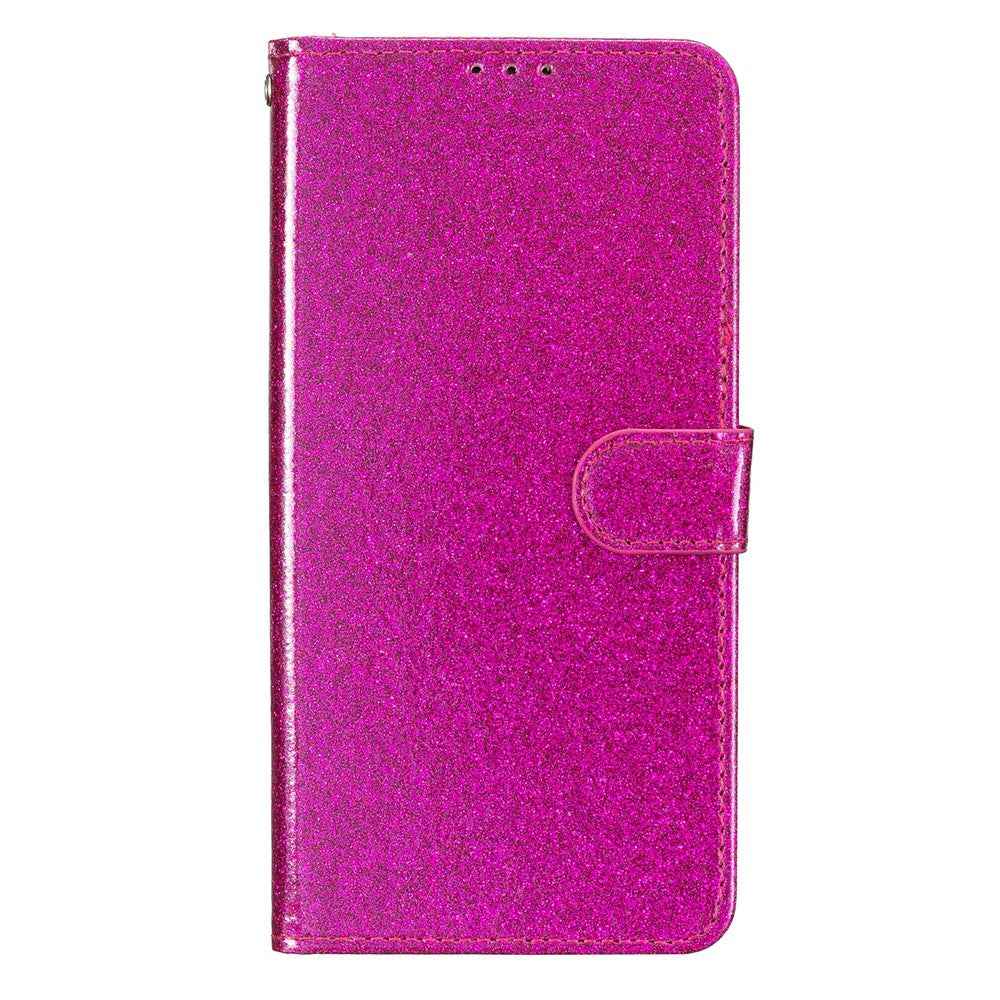 For Xiaomi 17 Pro Wallet Case Glitter Anti-Scratch Leather Stand Phone Cover with Strap - Rose