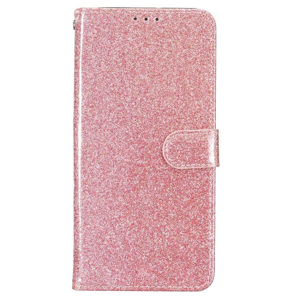 For Xiaomi 17 Pro Wallet Case Glitter Anti-Scratch Leather Stand Phone Cover with Strap - Rose Gold