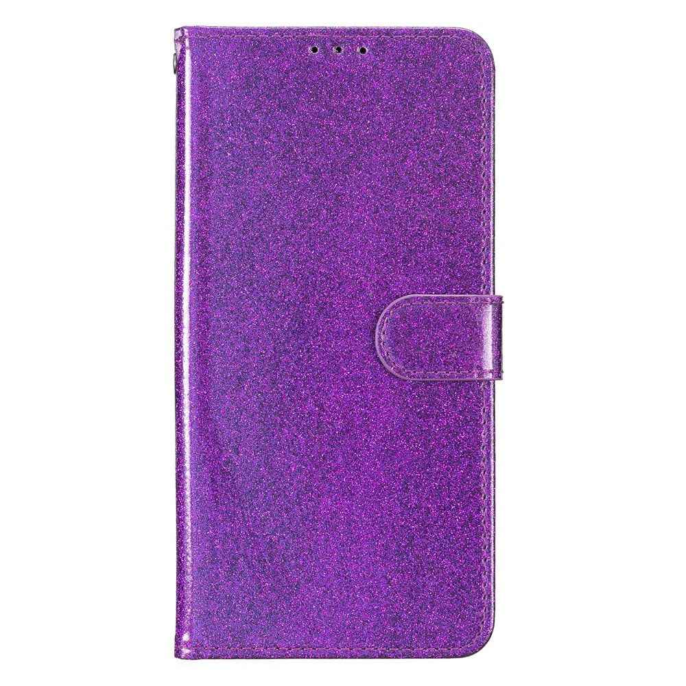 For Xiaomi 17 Pro Wallet Case Glitter Anti-Scratch Leather Stand Phone Cover with Strap - Purple