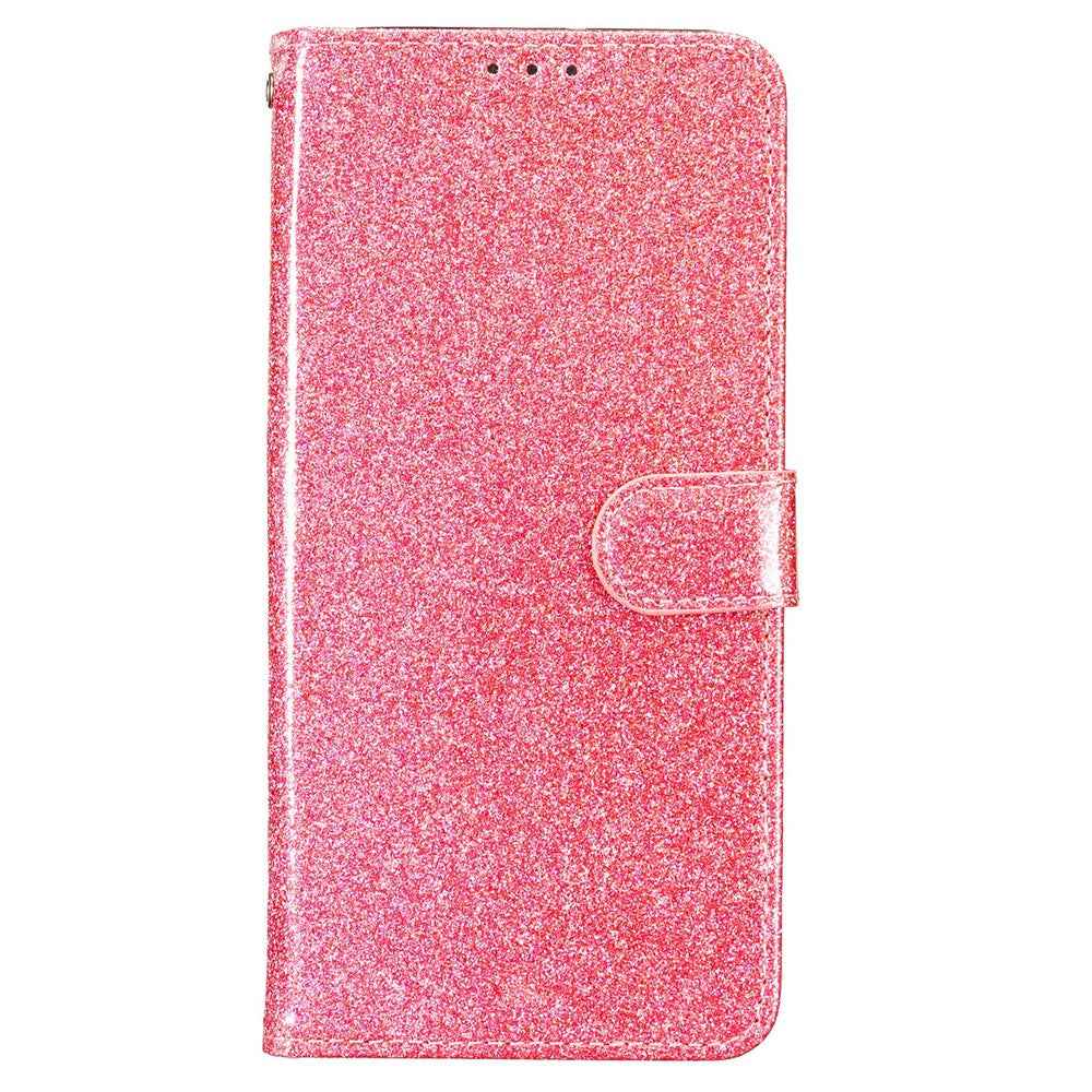 For Xiaomi 17 Pro Wallet Case Glitter Anti-Scratch Leather Stand Phone Cover with Strap - Pink