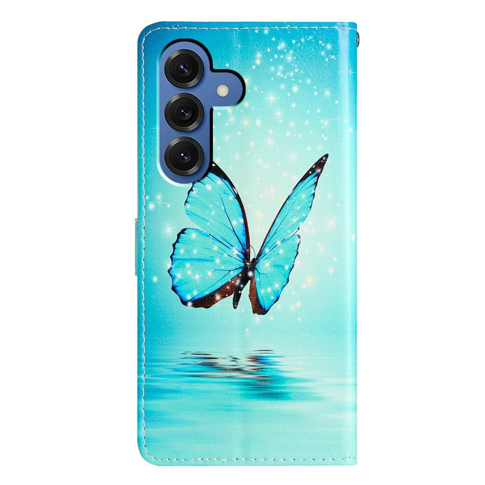 For-Samsung-Galaxy-S26-/-S26-Pro-Wallet-Case-PU-Leather-Pattern-Printing-Stand-Phone-Cover-with-Strap-Blue-Butterfly