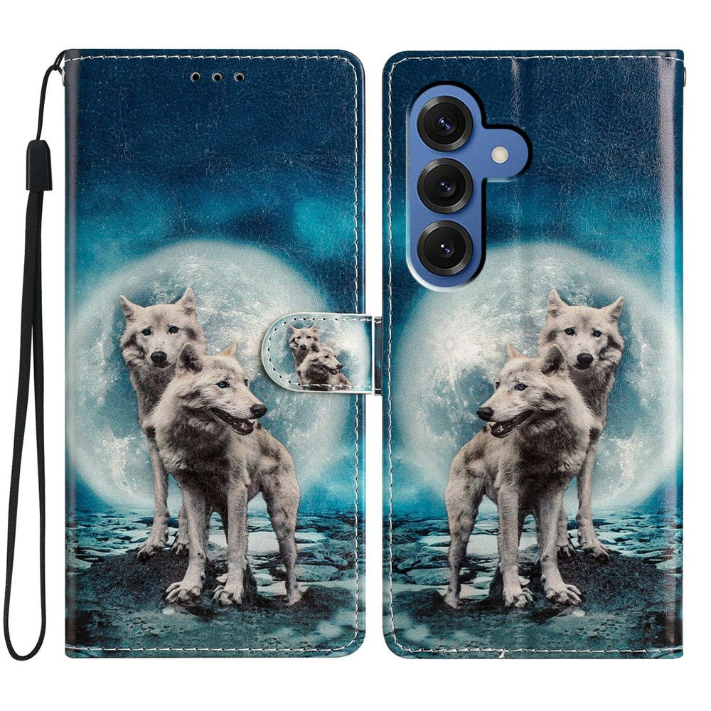 For-Samsung-Galaxy-S26-/-S26-Pro-Wallet-Case-PU-Leather-Pattern-Printing-Stand-Phone-Cover-with-Strap-Two-Wolves