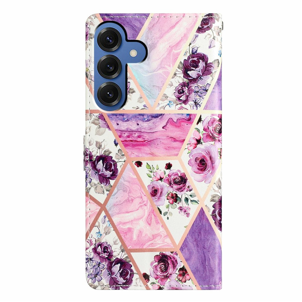 For-Samsung-Galaxy-S26-/-S26-Pro-Wallet-Case-PU-Leather-Pattern-Printing-Stand-Phone-Cover-with-Strap-Purple-Flowers
