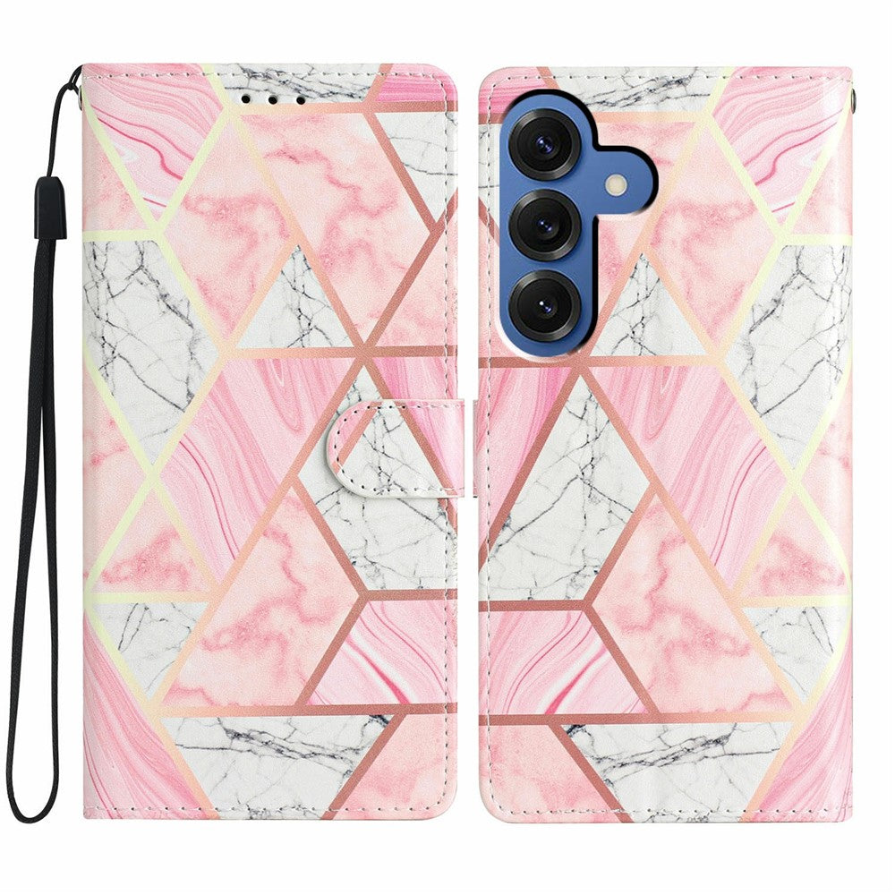 For-Samsung-Galaxy-S26-/-S26-Pro-Wallet-Case-PU-Leather-Pattern-Printing-Stand-Phone-Cover-with-Strap-Pink-Marble
