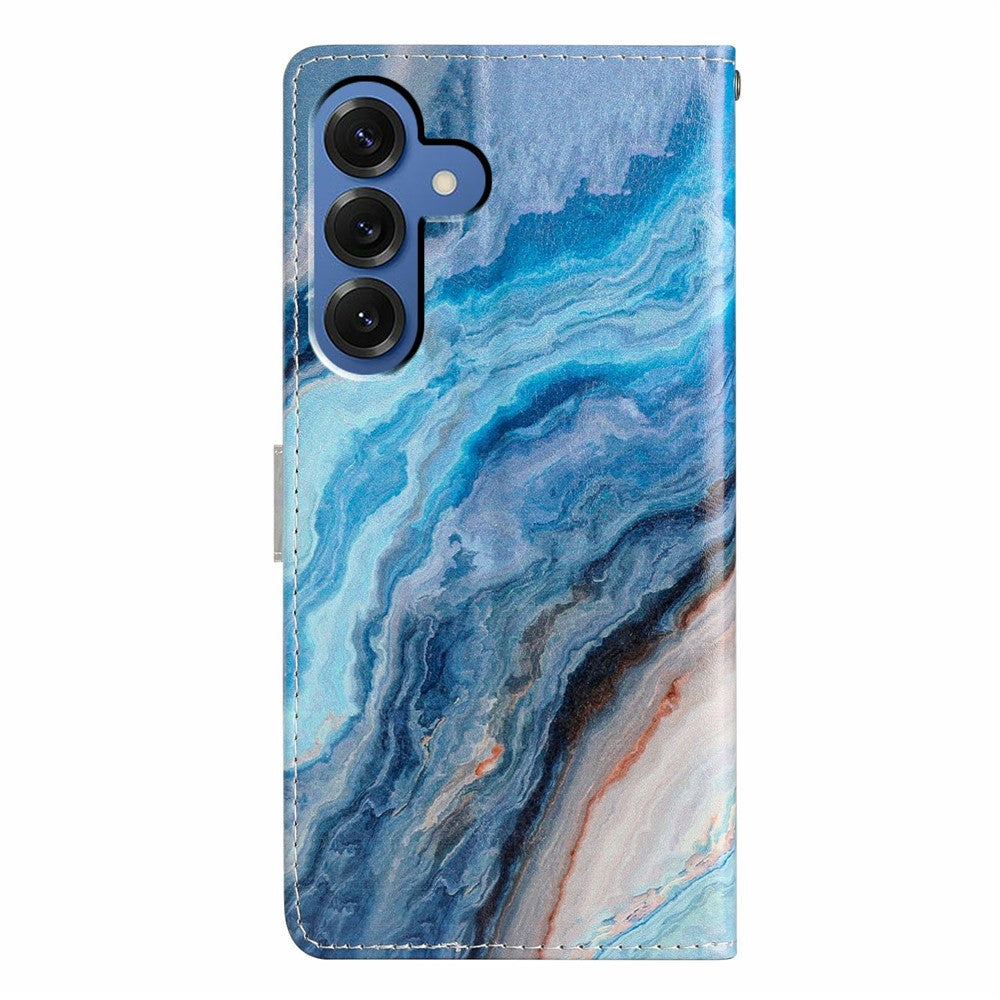For-Samsung-Galaxy-S26-/-S26-Pro-Wallet-Case-PU-Leather-Pattern-Printing-Stand-Phone-Cover-with-Strap-Blue-Marble