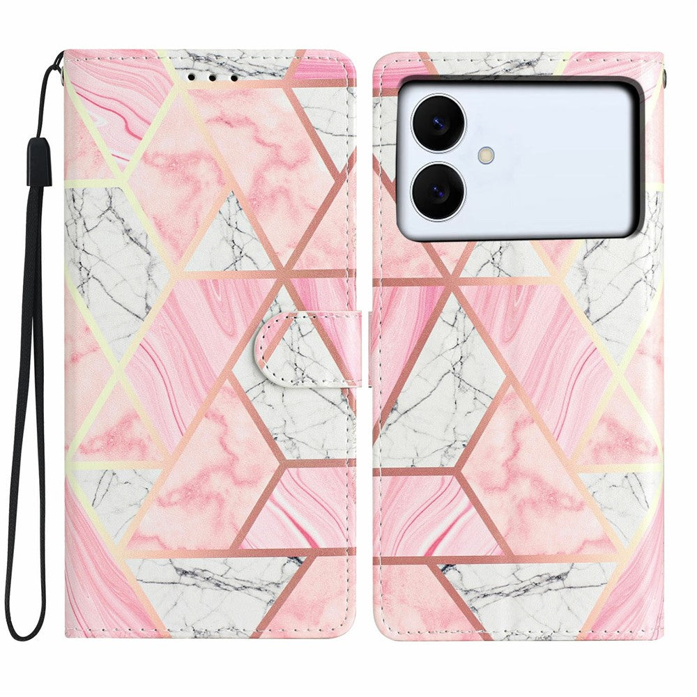 For-Samsung-Galaxy-S26-Edge-Wallet-Case-PU-Leather-Pattern-Printing-Stand-Phone-Cover-with-Strap-Pink-Marble