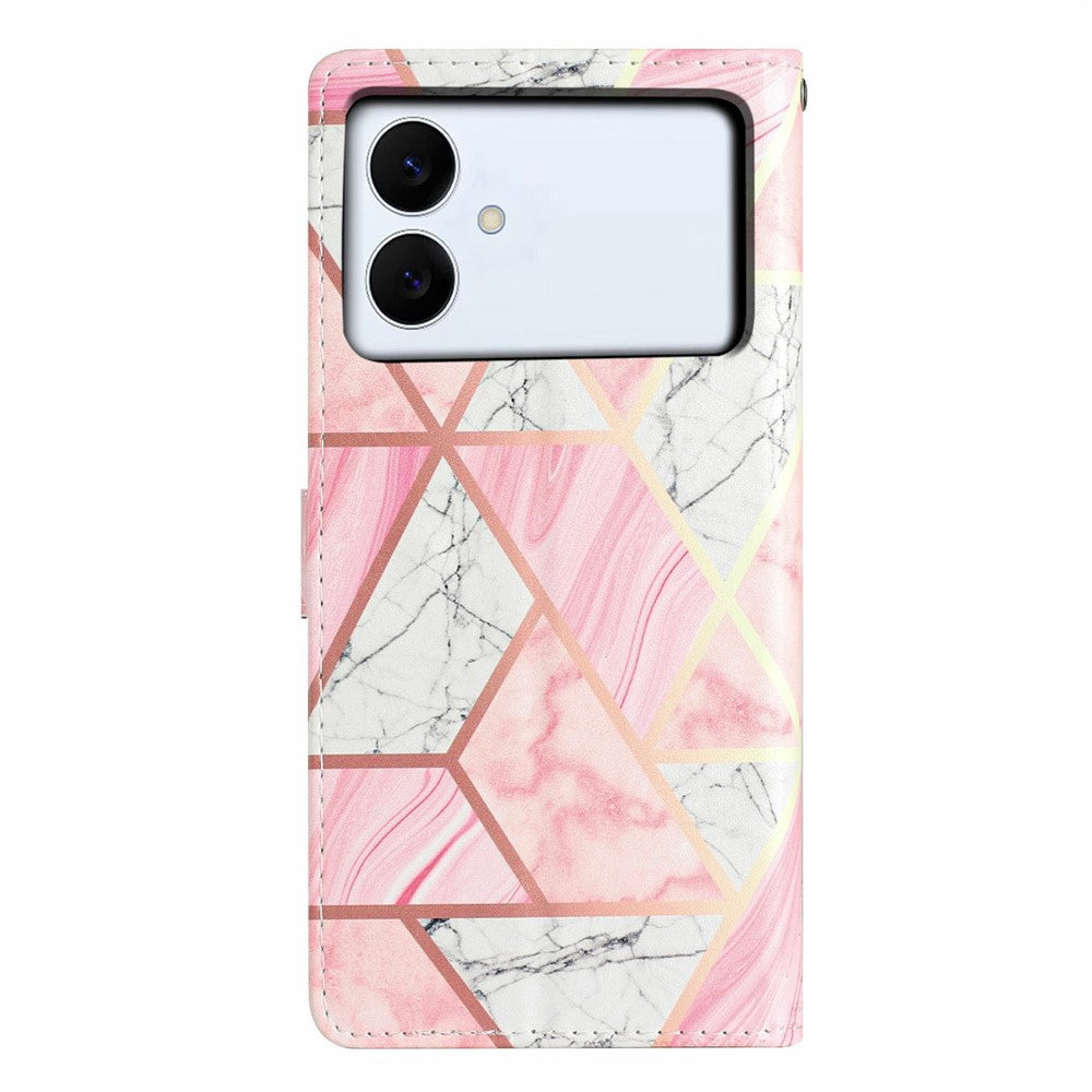 For-Samsung-Galaxy-S26-Edge-Wallet-Case-PU-Leather-Pattern-Printing-Stand-Phone-Cover-with-Strap-Pink-Marble
