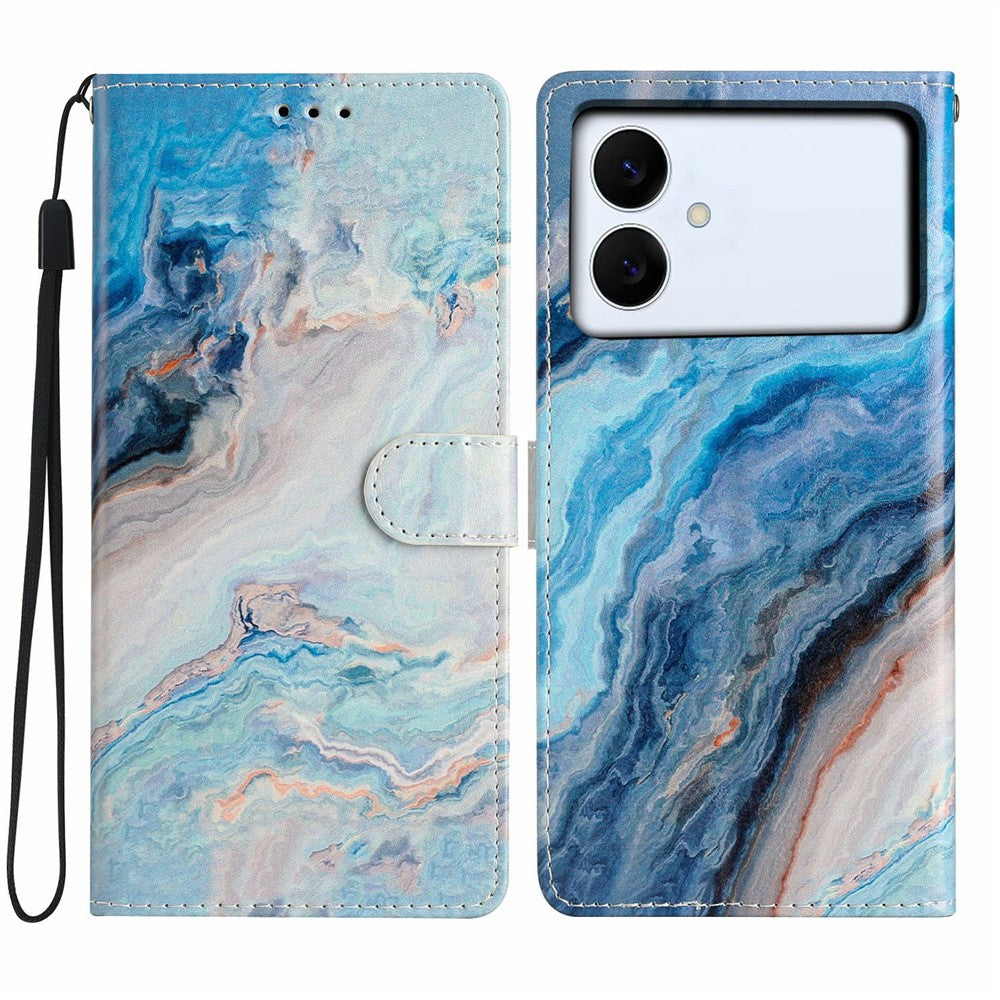 For-Samsung-Galaxy-S26-Edge-Wallet-Case-PU-Leather-Pattern-Printing-Stand-Phone-Cover-with-Strap-Blue-Marble