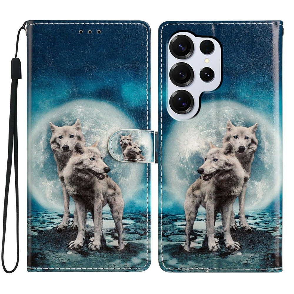 For-Samsung-Galaxy-S26-Ultra-Wallet-Case-PU-Leather-Pattern-Printing-Stand-Phone-Cover-with-Strap-Two-Wolves