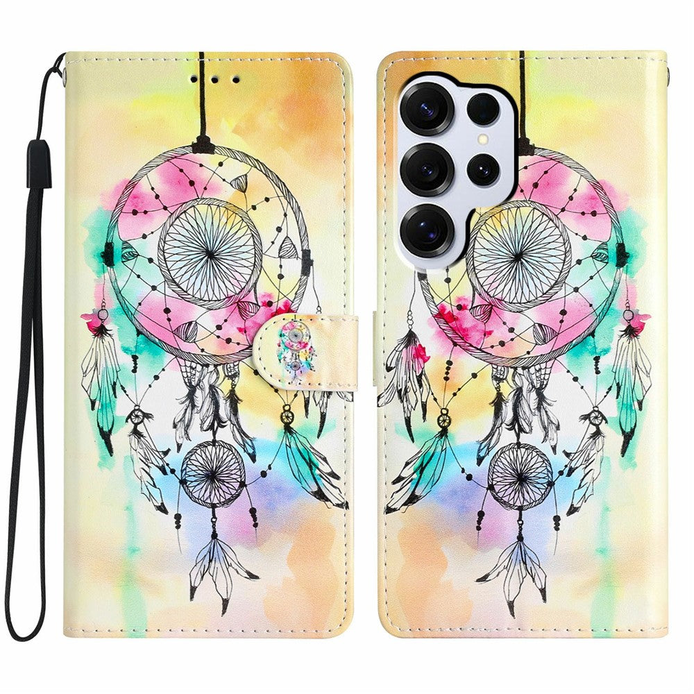 For-Samsung-Galaxy-S26-Ultra-Wallet-Case-PU-Leather-Pattern-Printing-Stand-Phone-Cover-with-Strap-Wind-Chime