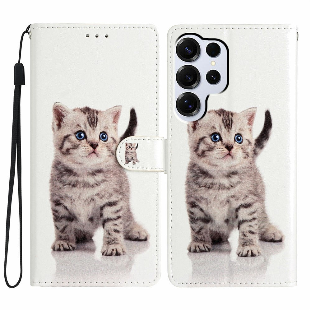 For-Samsung-Galaxy-S26-Ultra-Wallet-Case-PU-Leather-Pattern-Printing-Stand-Phone-Cover-with-Strap-Cute-Cat